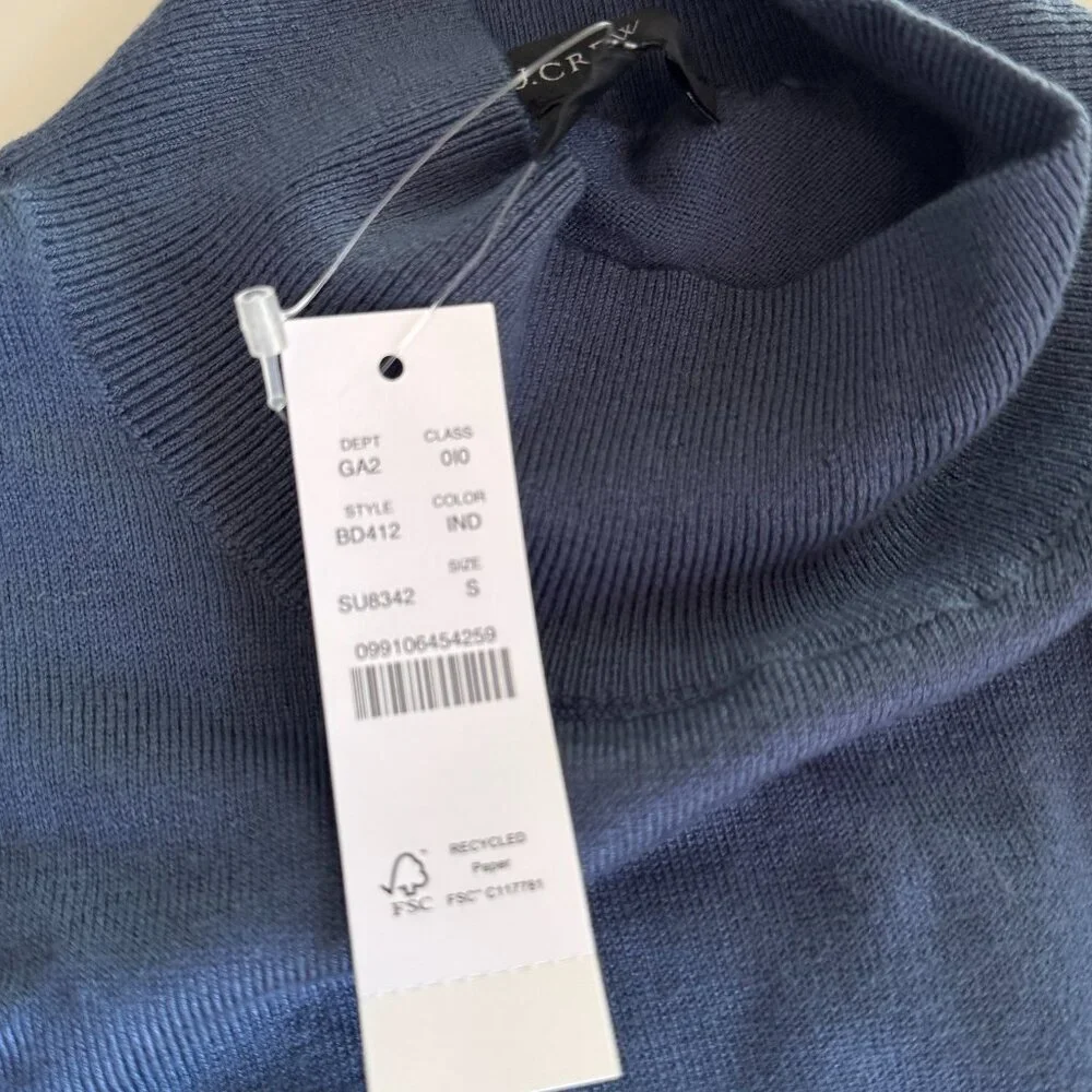 NWT J. Crew Lightweight Turtleneck Sweater Size Small Indigo - Picture 2 of 6